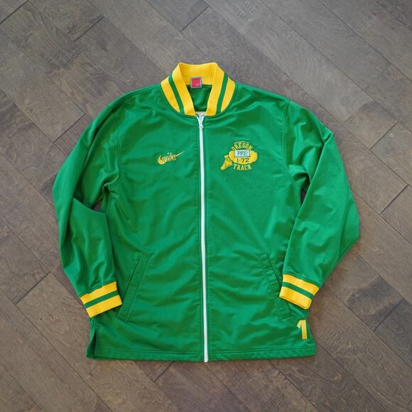 Nike Oregon DUCKS Track & Field STEVE PREFONTAINE Zip Up Jacket Mens XL Green - Picture 6 of 10